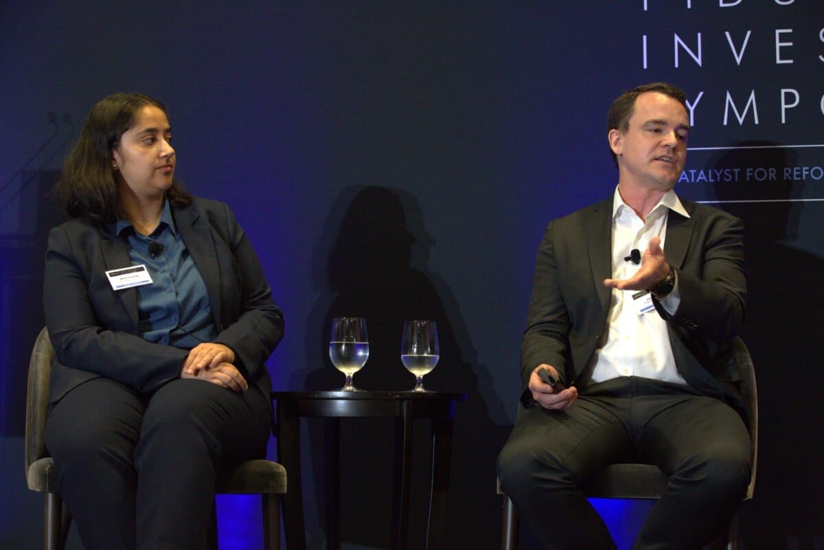 Bridgewater Associates' Alex Smith and Nina Lozinski.