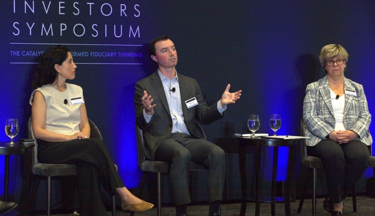 (From left to right): The Future Fund's Tammi Fisher, Blue Owl's Patrick Lawler, and IMCO's Jennifer Hartviksen.